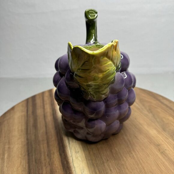 Vintage 8" Haldon Group Grapes Cluster Ceramic Pitcher Hand‎ Painted 1982 Used - Picture 5 of 9